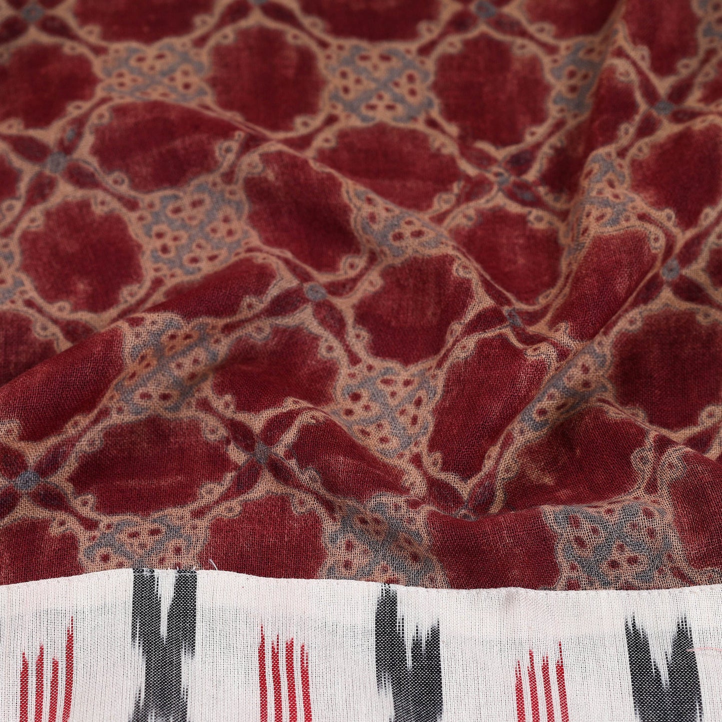 Red - woollen bagh blouse piece 58 - handcrafted