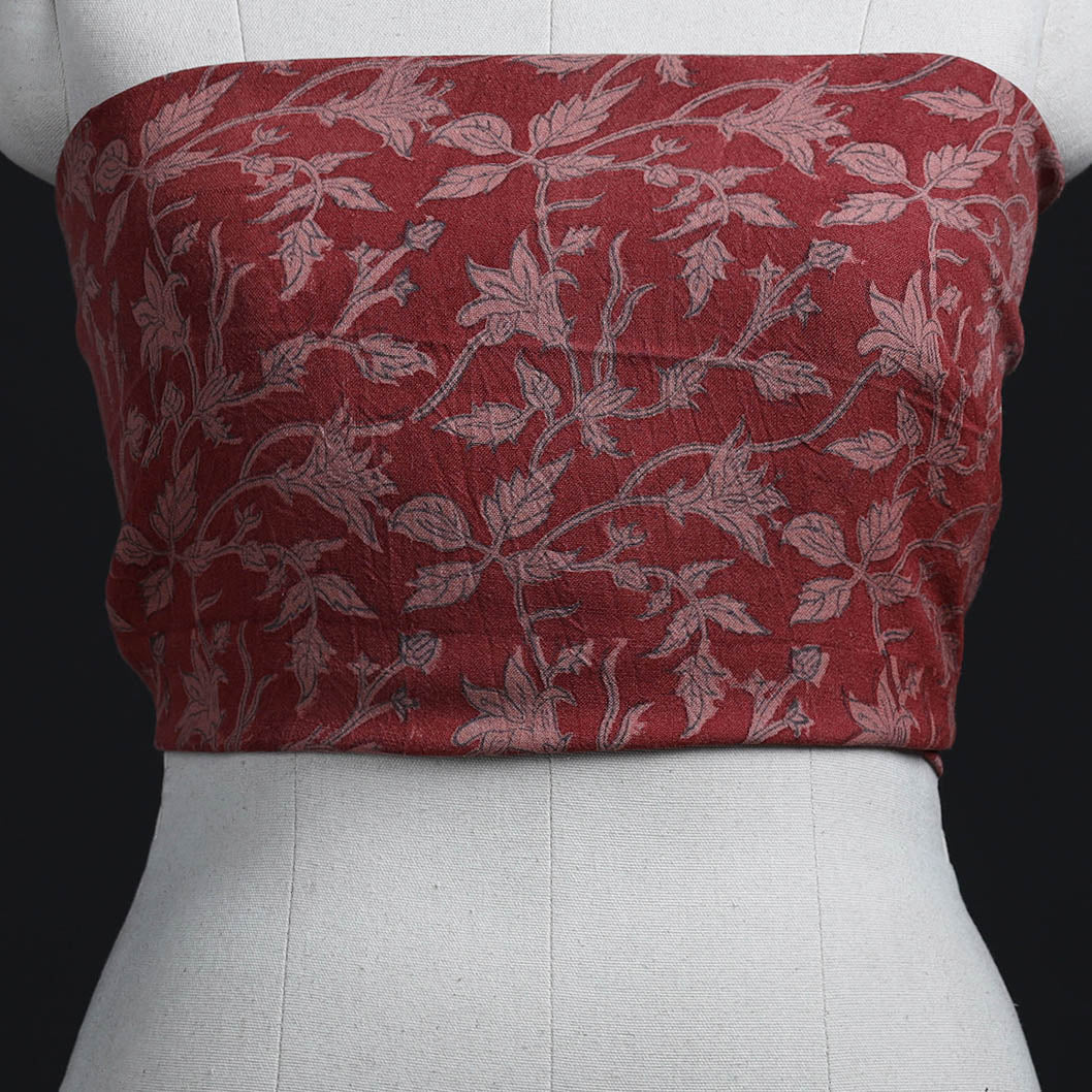 Red - woollen kalamkari blouse piece 46 - handcrafted