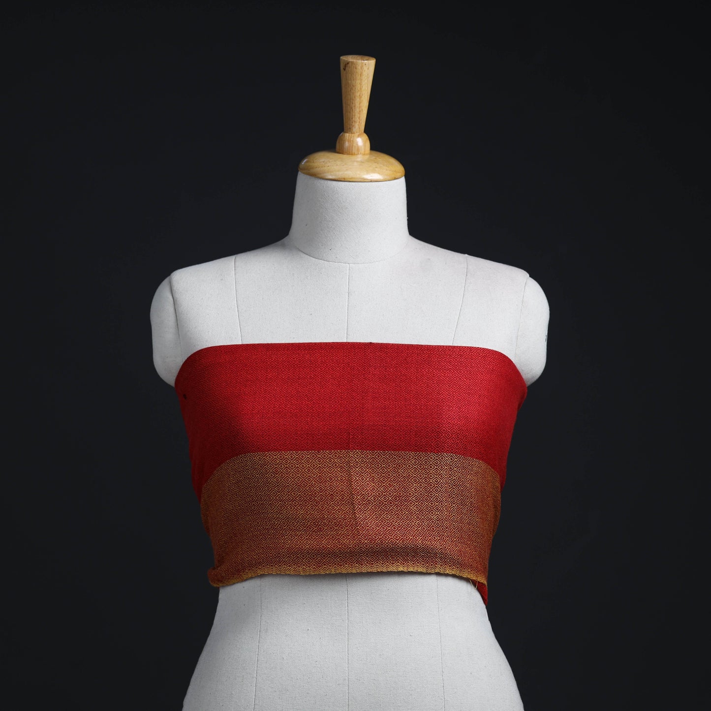 Red - woollen plain blouse piece 09 - handcrafted