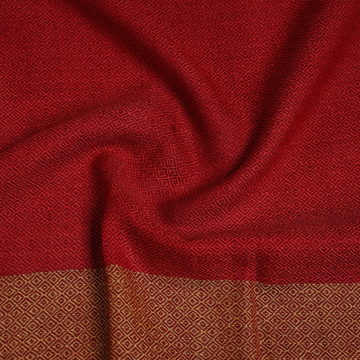 Red - woollen plain blouse piece 09 - handcrafted