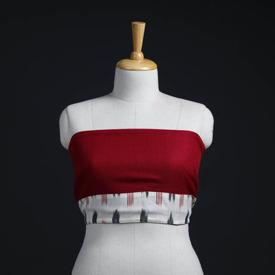 Red - woollen plain blouse piece 17 - handcrafted