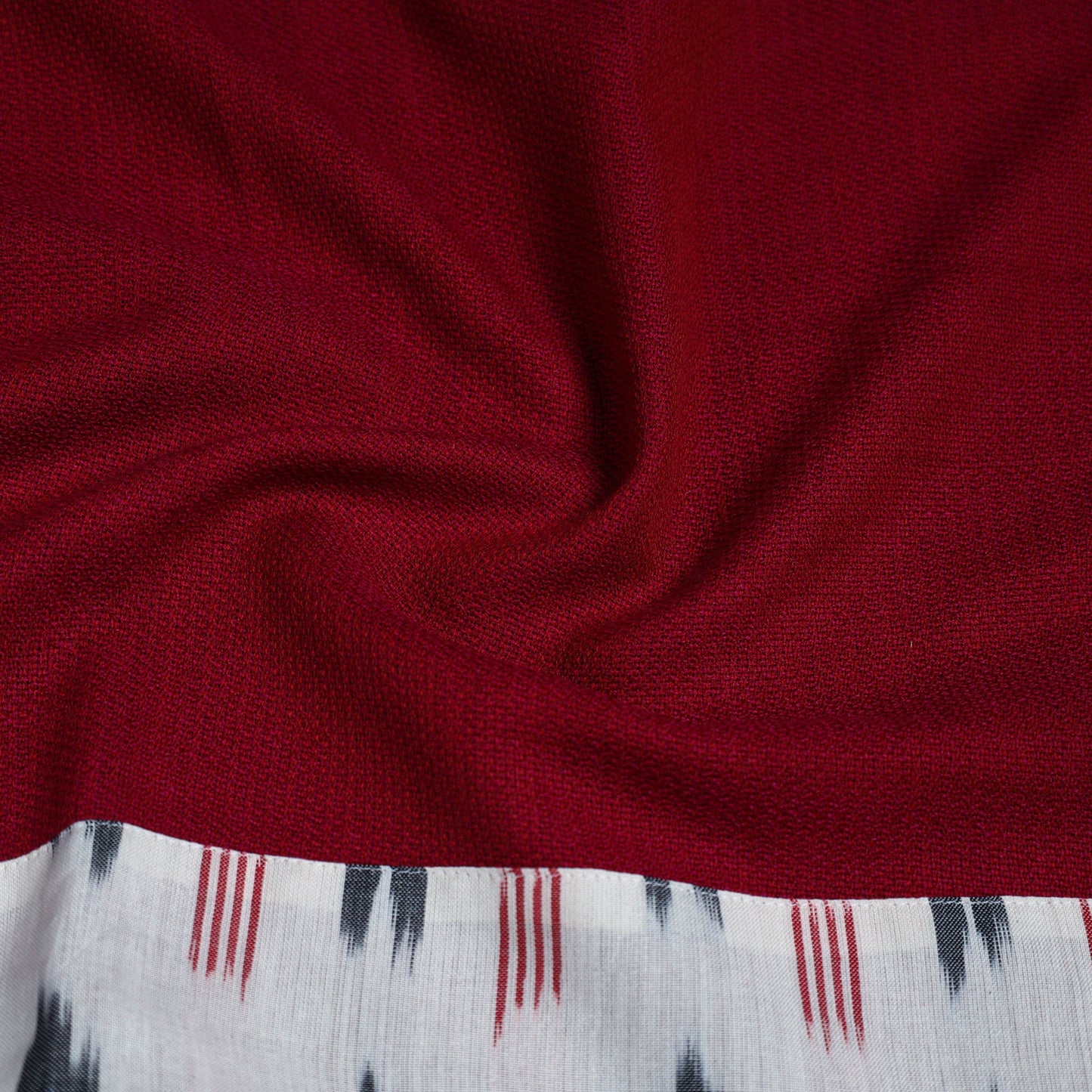 Red - woollen plain blouse piece 17 - handcrafted