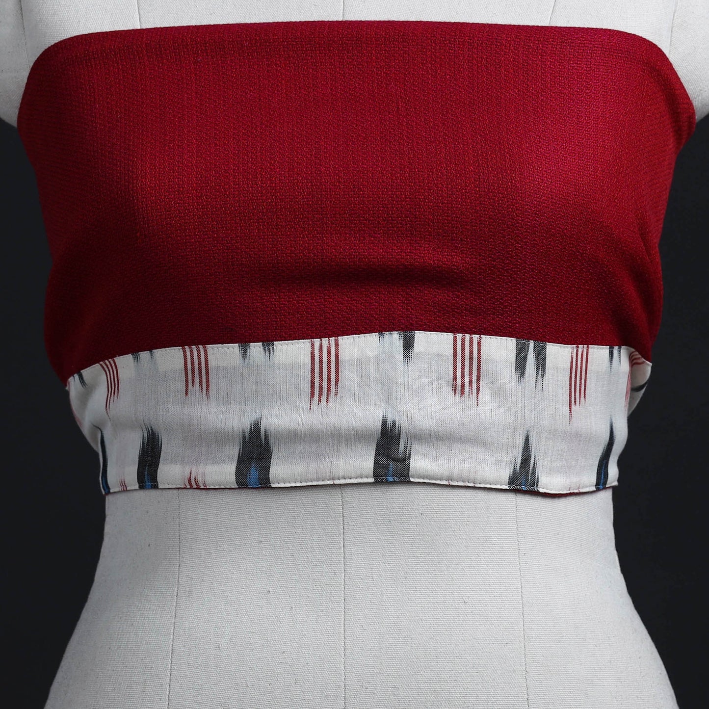 Red - woollen plain blouse piece 17 - handcrafted