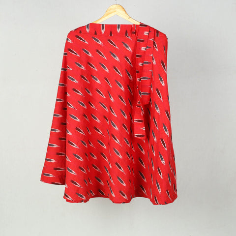 Red Wrap Around Cotton Pochampally Ikat Skirt 