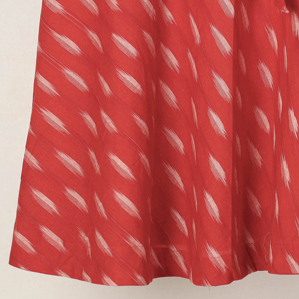 Red Wrap Around Cotton Pochampally Ikat Skirt