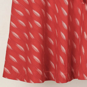 Red Wrap Around Cotton Pochampally Ikat Skirt