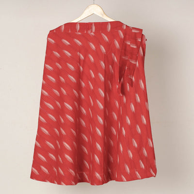 Red Wrap Around Cotton Pochampally Ikat Skirt