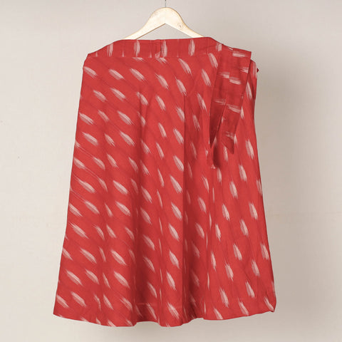Red Wrap Around Cotton Pochampally Ikat Skirt