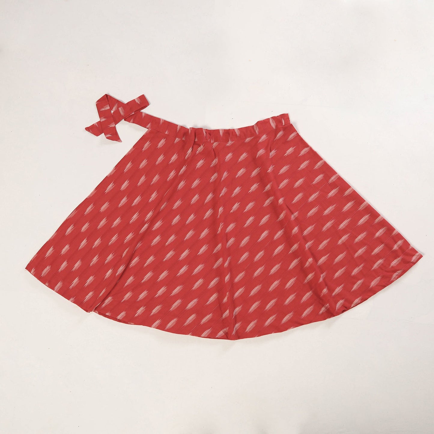 Red Wrap Around Cotton Pochampally Ikat Skirt