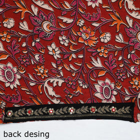 Red - zardozi hand embroidered kalamkari cotton blouse