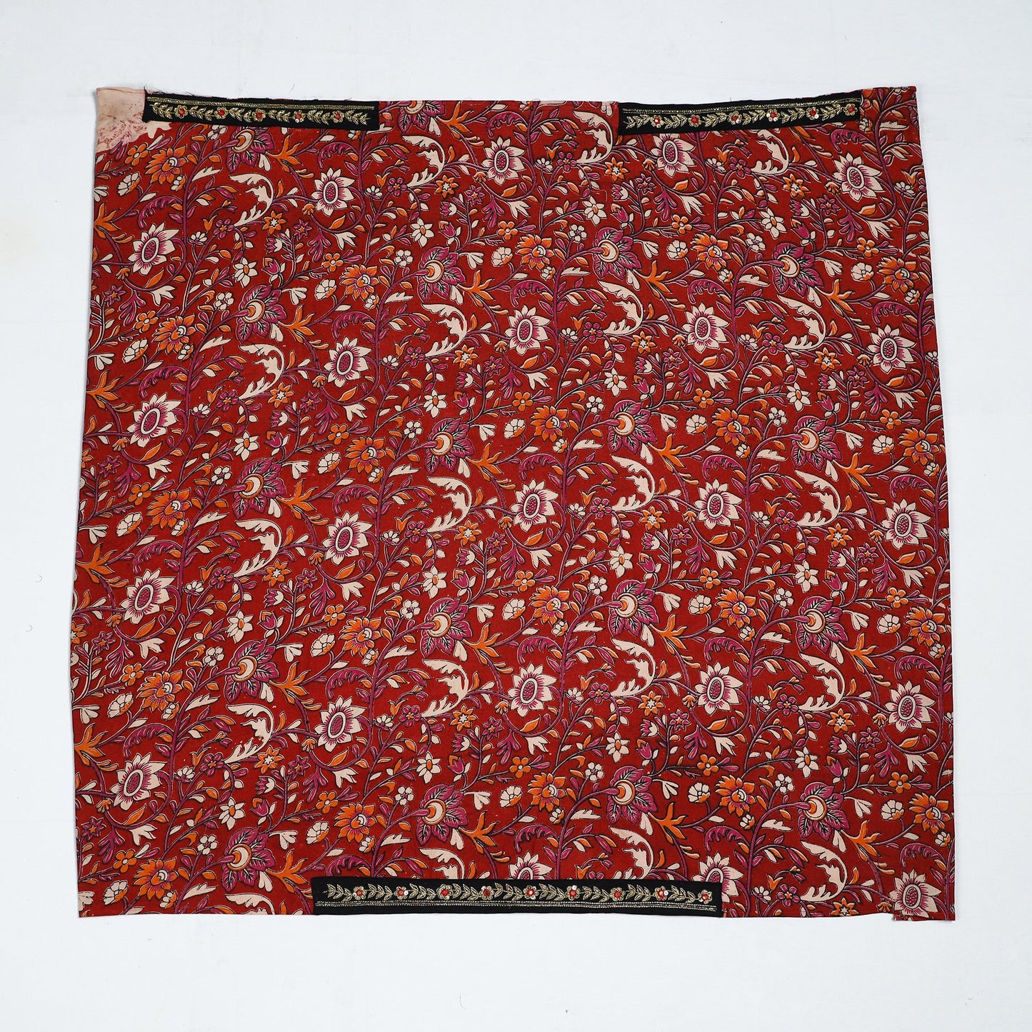 Red - zardozi hand embroidered kalamkari cotton blouse