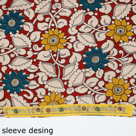 Red - zardozi hand embroidered kalamkari cotton blouse