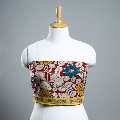 Red - zardozi hand embroidered kalamkari cotton blouse