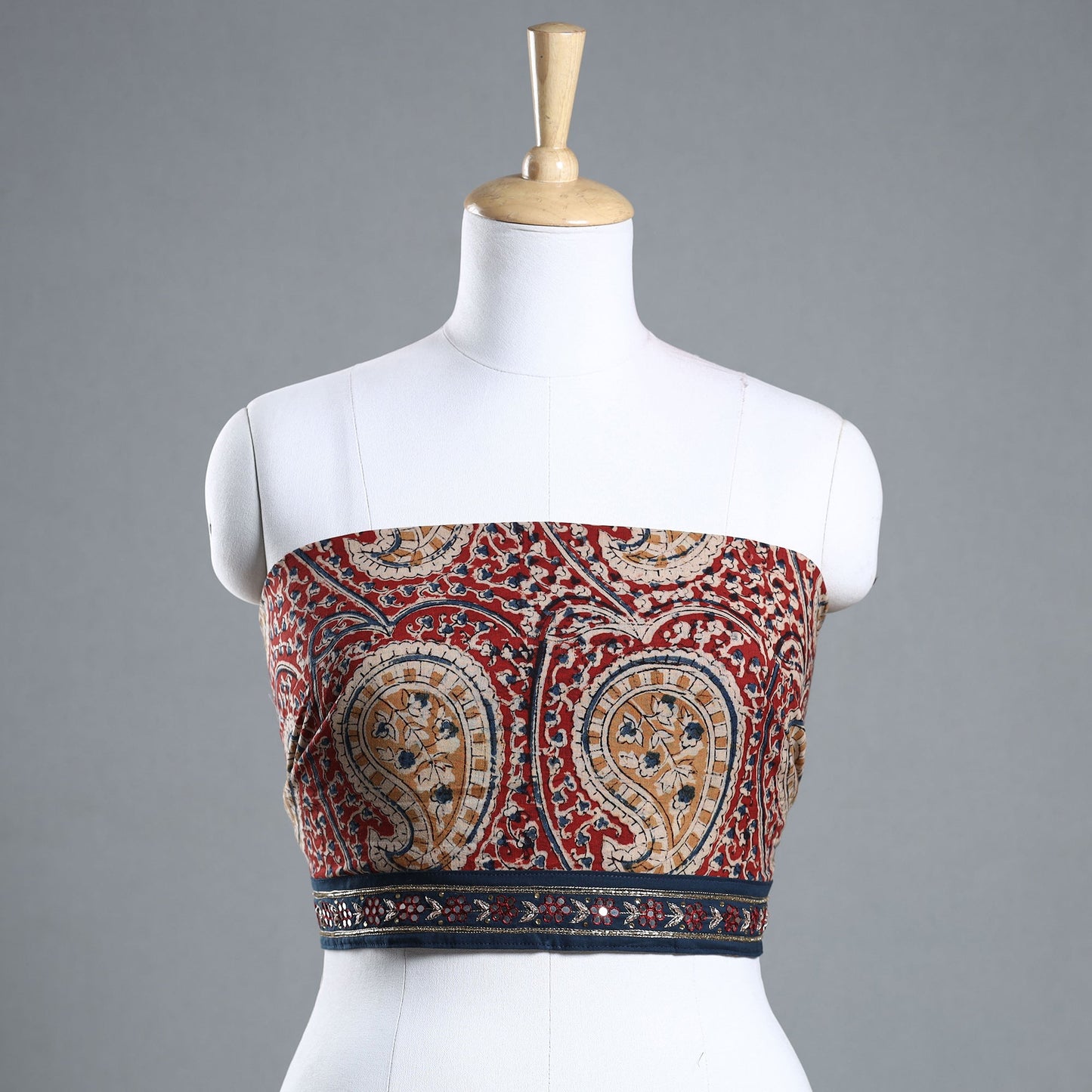 Buy Zardozi Hand Embroidered Kalamkari Cotton Blouse Piece Online at iTokri.com