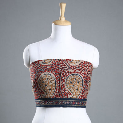 Buy Zardozi Hand Embroidered Kalamkari Cotton Blouse Piece Online at iTokri.com