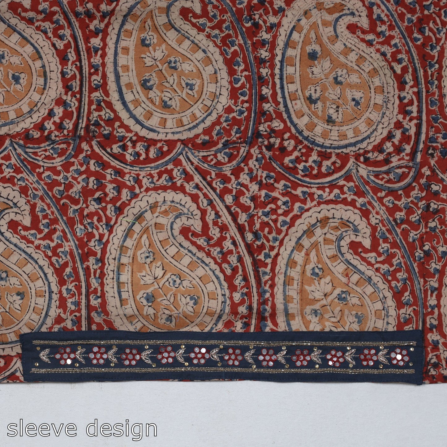 Buy Zardozi Hand Embroidered Kalamkari Cotton Blouse Piece Online at iTokri.com