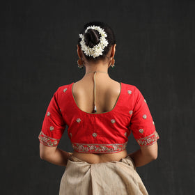 Buy Red Zardozi Hand Embroidery Cotton Blouse Online