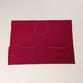 Red - zardozi hand embroidery slub silk plain blouse piece