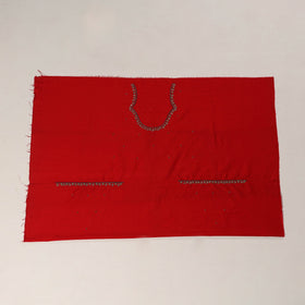 Red - zardozi hand embroidery slub silk plain blouse piece