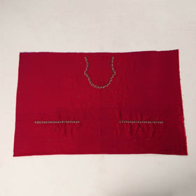 Red - zardozi hand embroidery slub silk plain blouse piece