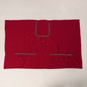 Red - zardozi hand embroidery slub silk plain blouse piece