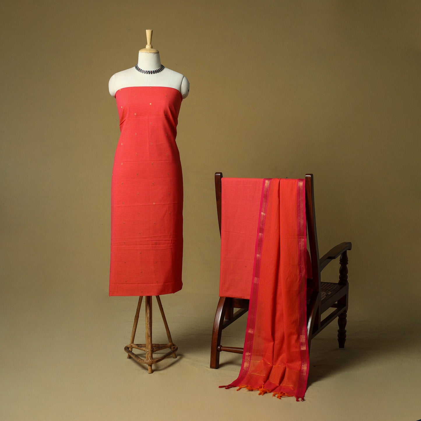Zari buti jacquard cotton 3pc unstitched dress material 52