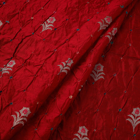 Zari buti silk tie-dye bandhani fabric 28 - handcrafted