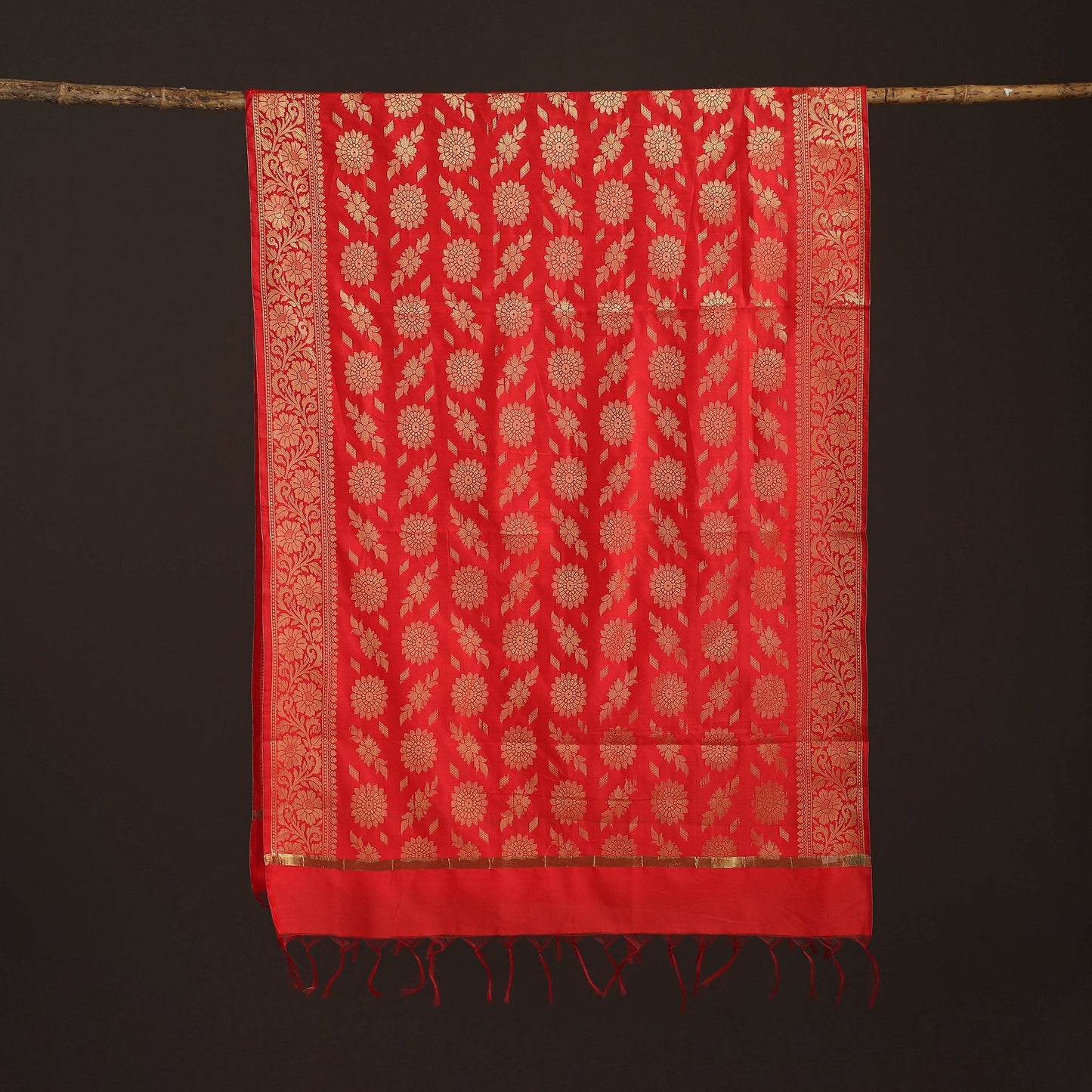 Zari work banarasi silk dupatta 01 - handcrafted