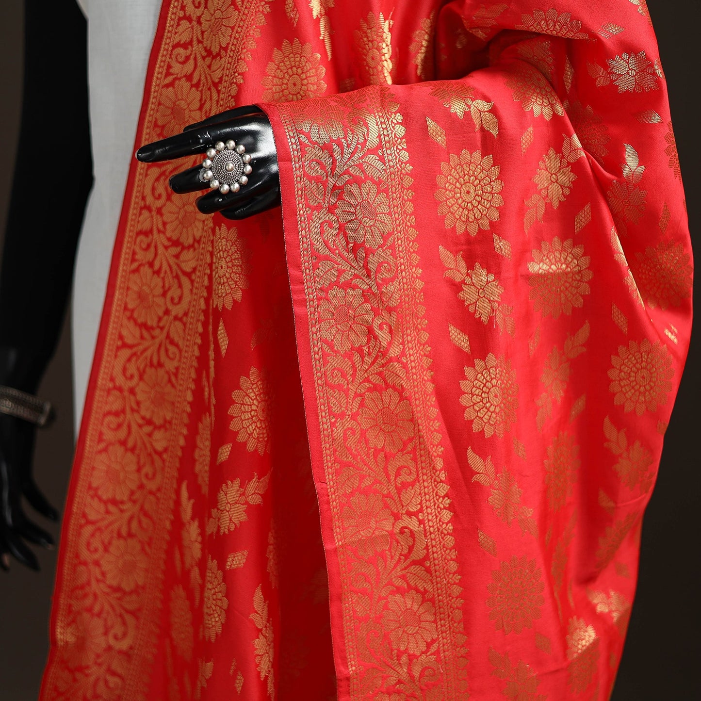 Zari work banarasi silk dupatta 01 - handcrafted