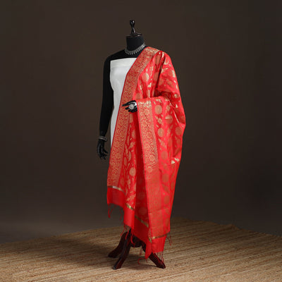 Zari work banarasi silk dupatta 01 - handcrafted