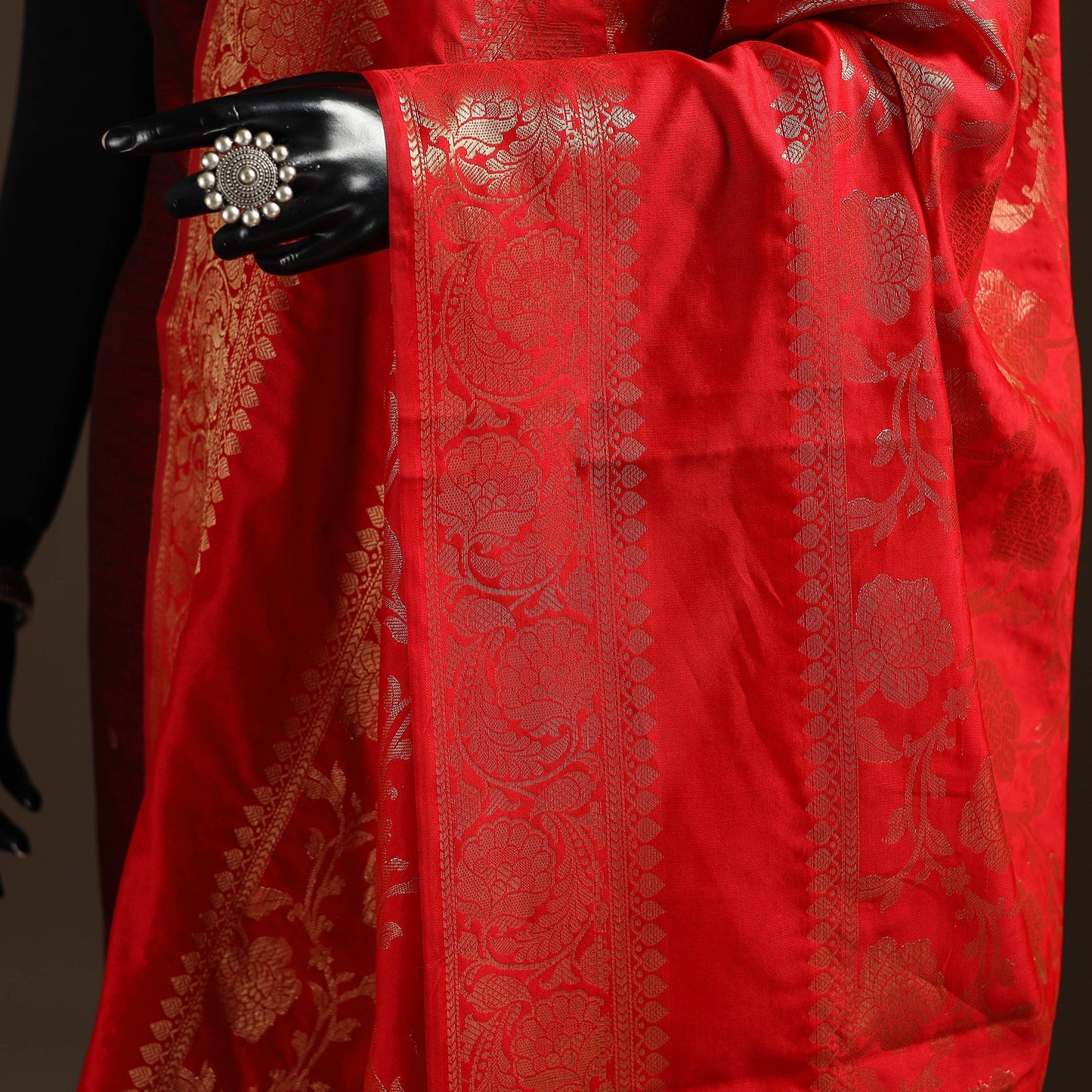 Zari work banarasi silk dupatta 08 - handcrafted