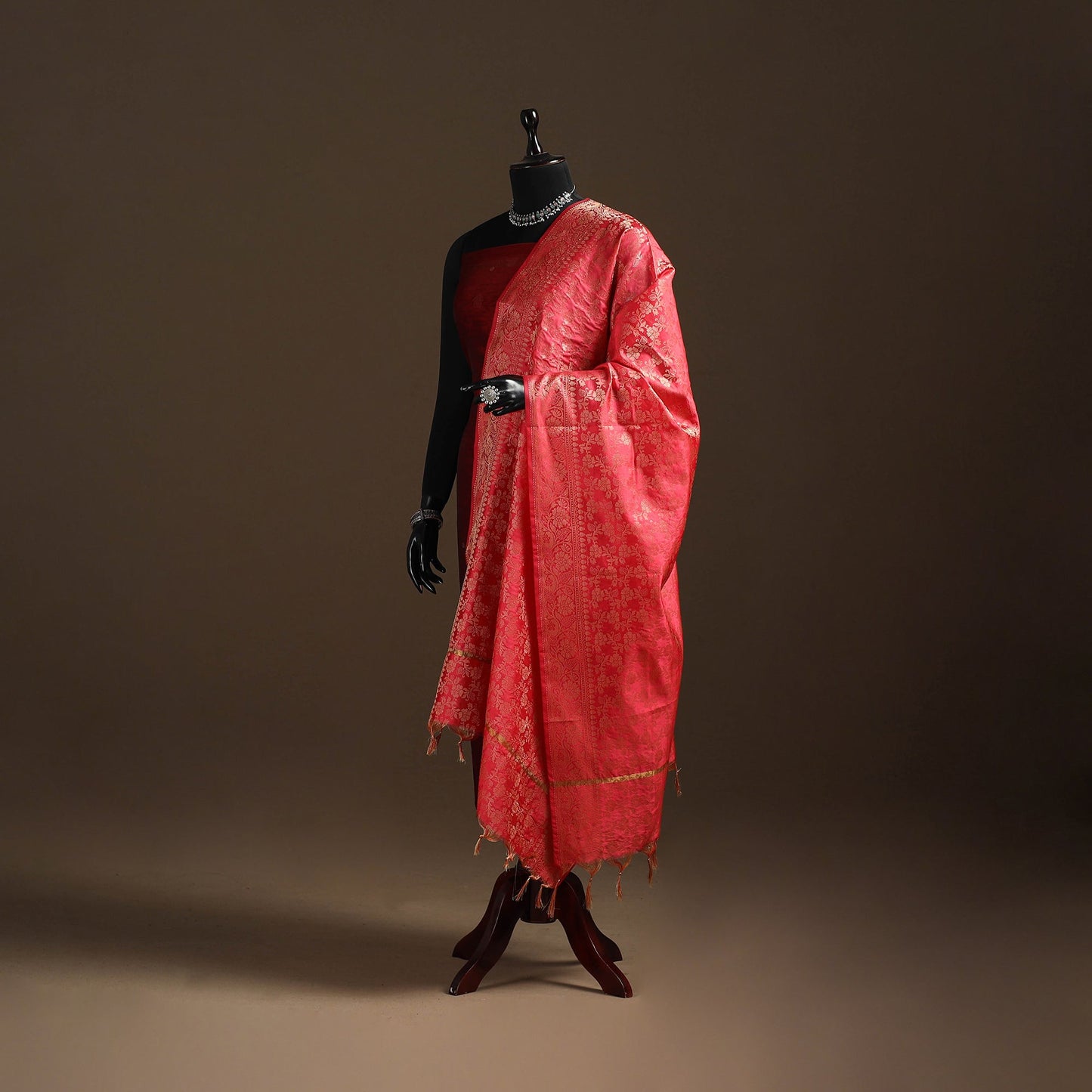 Zari work banarasi silk dupatta 16 - handcrafted