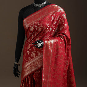 Zari work chiniya silk banarasi saree 14 - handcrafted