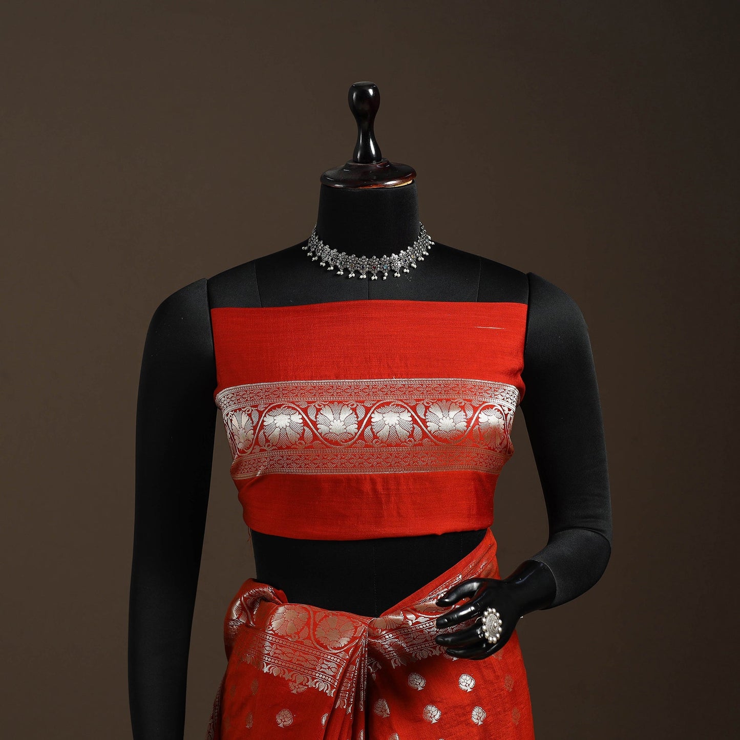 Zari work chiniya silk banarasi saree 16 - handcrafted