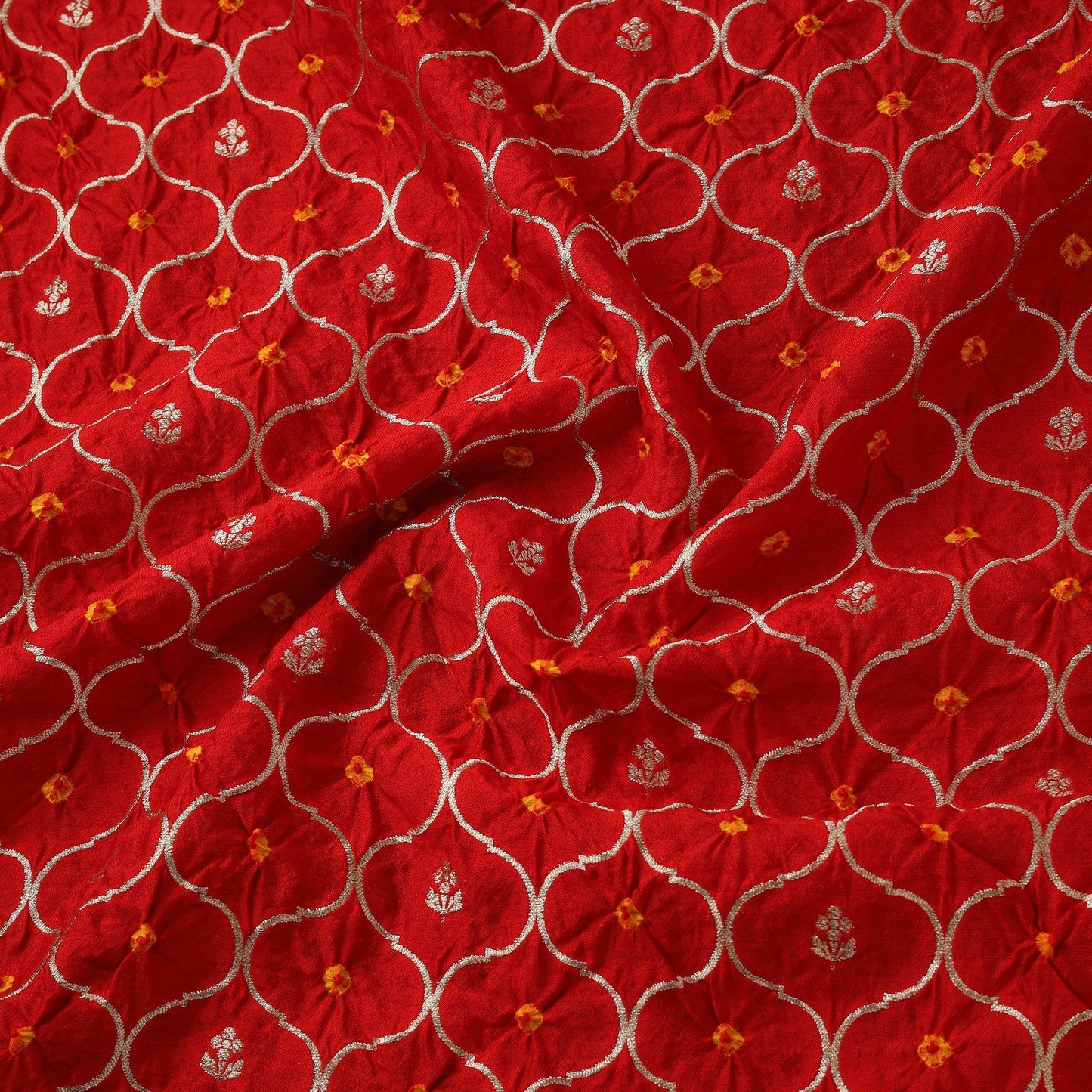 Zari work silk tie-dye bandhani fabric 40 - handcrafted