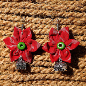 Red - zuhi handcrafted gs fabart phool kali earrings