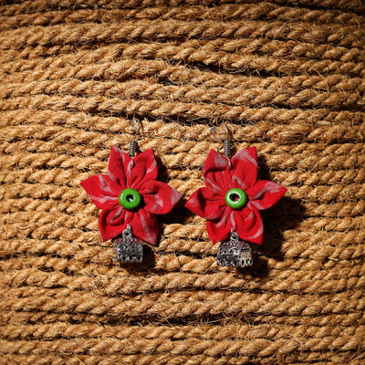 Red - zuhi handcrafted gs fabart phool kali earrings