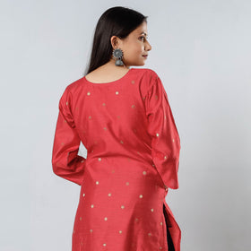 Buy Polka Zari Butta Spun Dupion Silk Long Kurta for Women