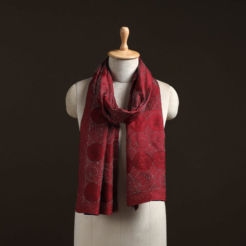 Reversible silk bengal hand kantha stitch stole 106