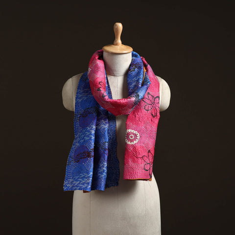 Reversible silk bengal hand kantha stitch stole 114