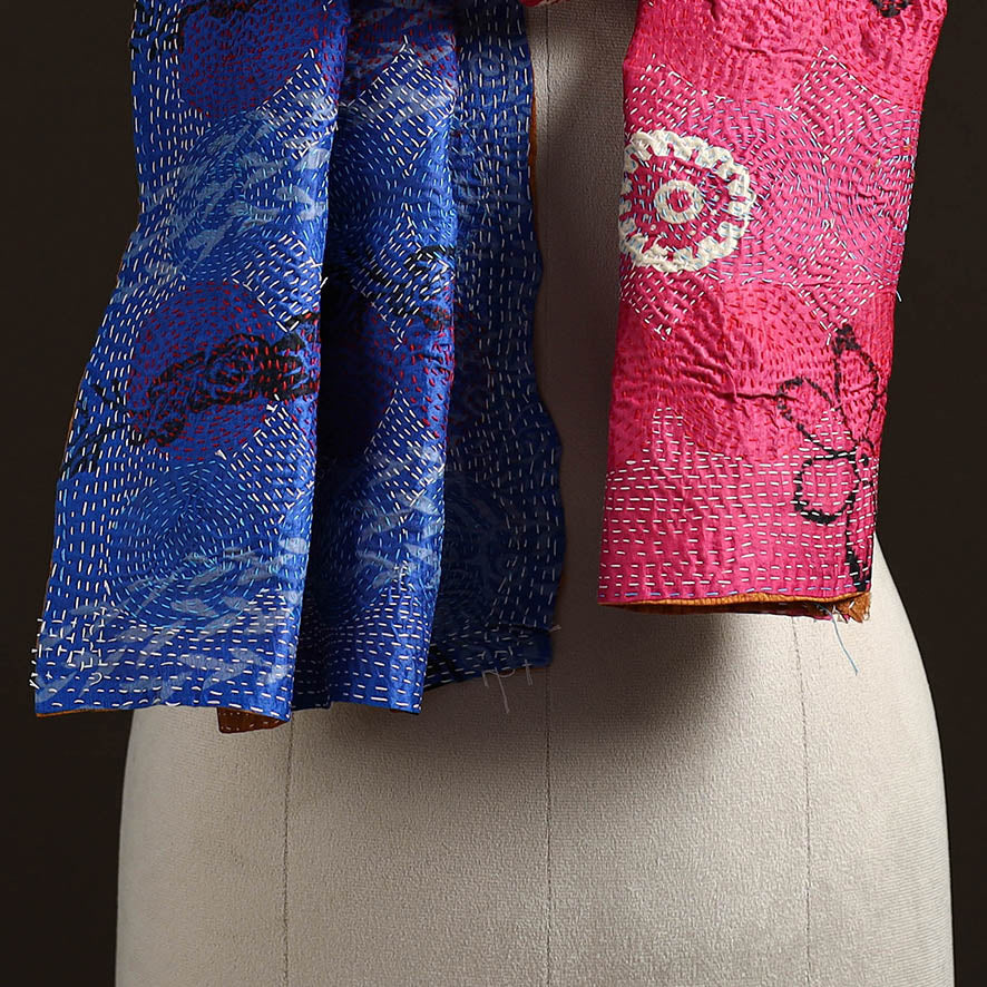 Reversible silk bengal hand kantha stitch stole 114