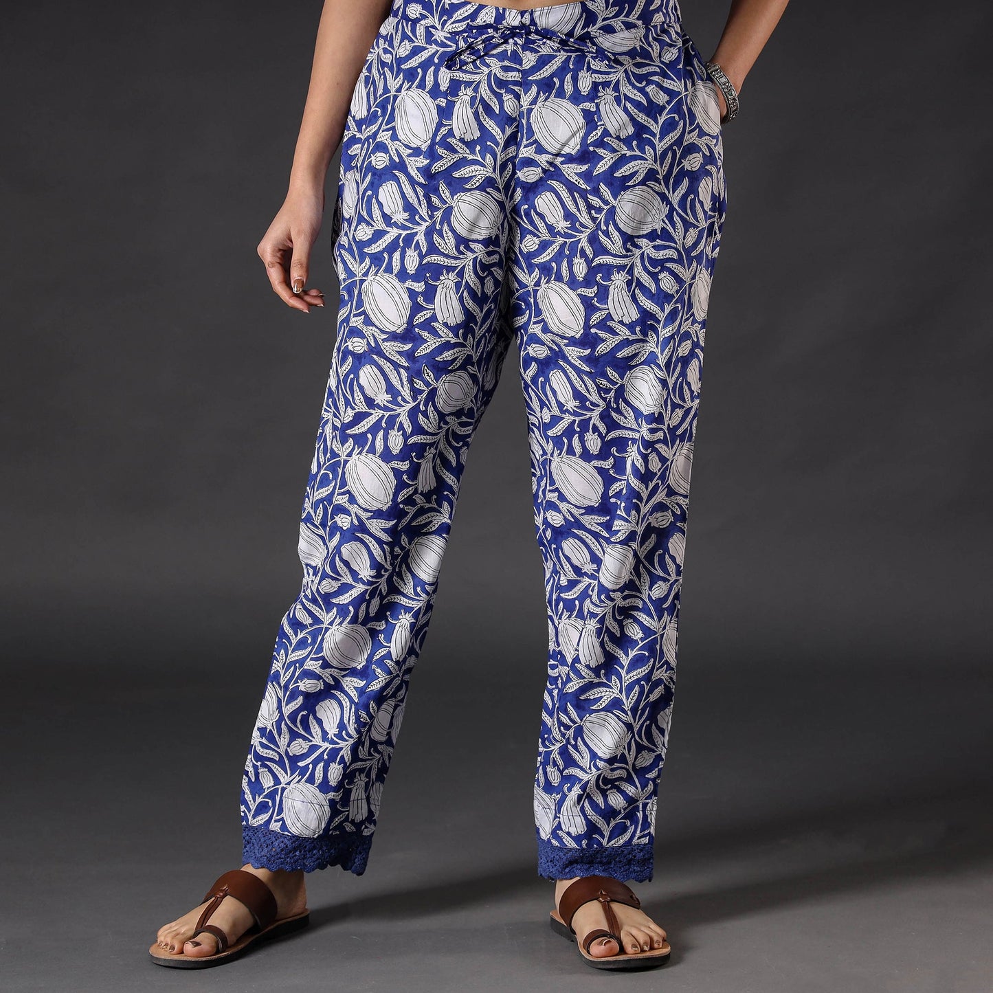 Rich Blue Sanganeri Block Printing Cotton Pant Online