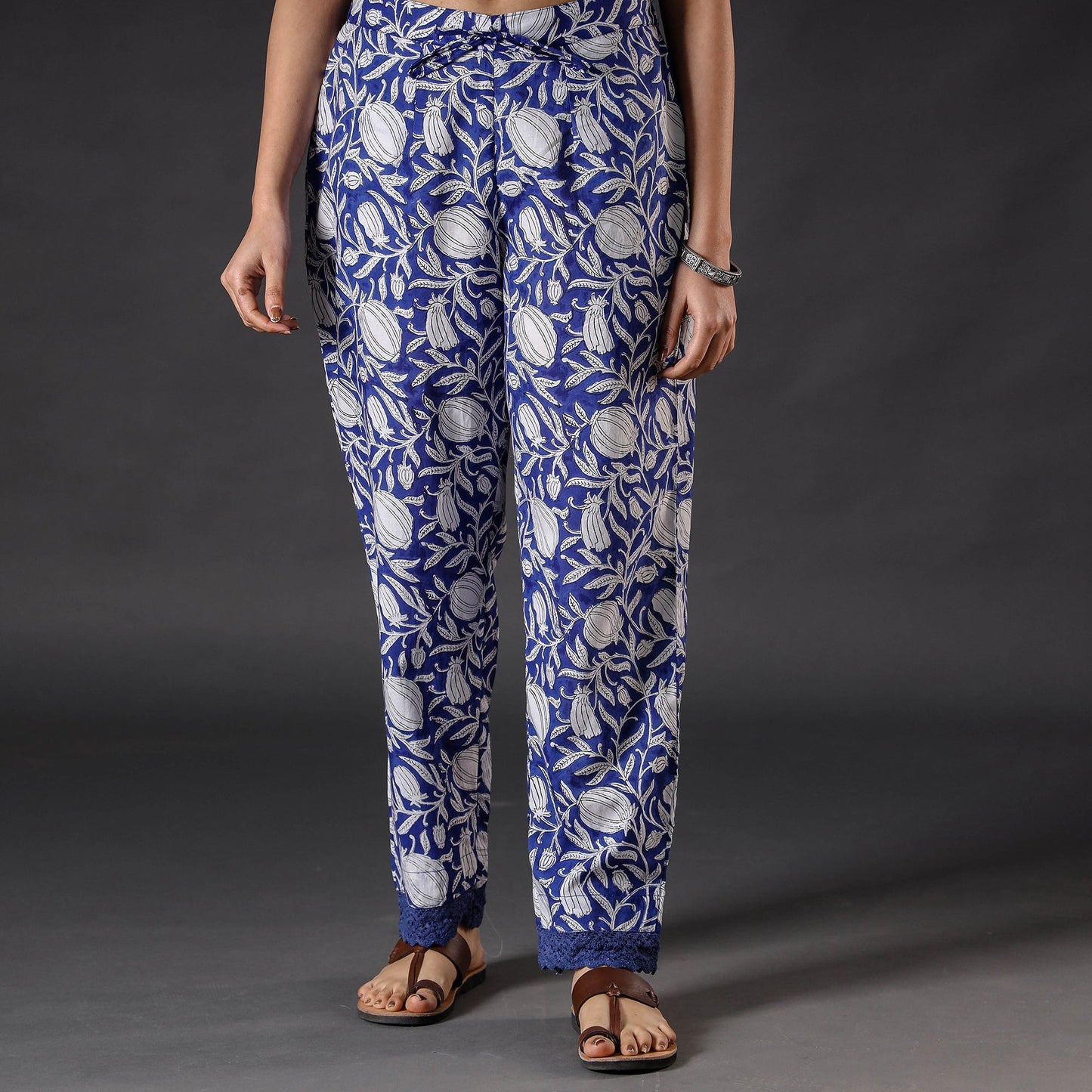 Rich Blue Sanganeri Block Printing Cotton Pant Online