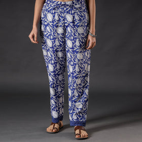 Rich Blue Sanganeri Block Printing Cotton Pant Online