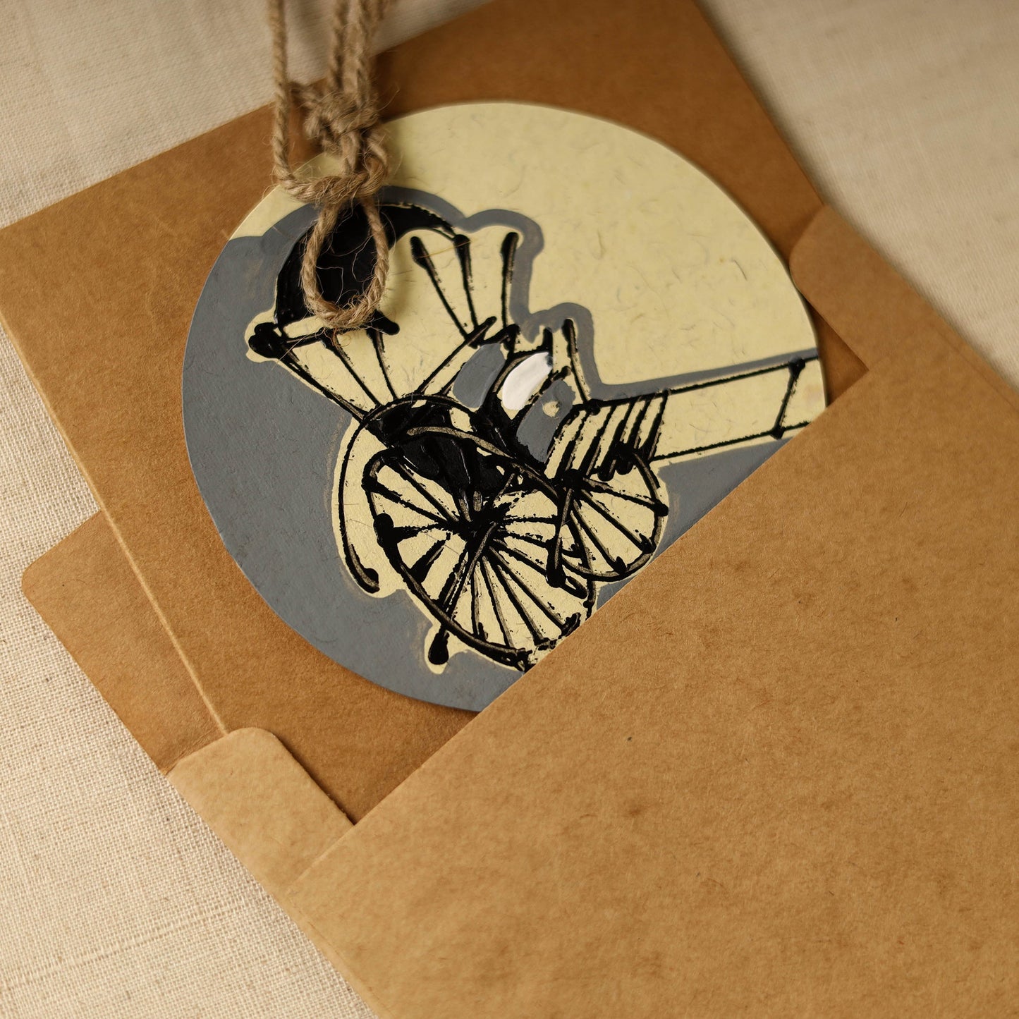 Rickshaw - Handpainted Handmade Paper Greeting Card