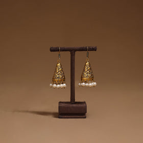 Roshni golden gs beaded jhumki earrings - handcrafted