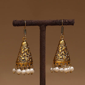Roshni golden gs beaded jhumki earrings - handcrafted