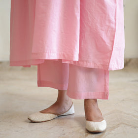 Rosie pink cotton flared kurta with palazzo & dupatta set