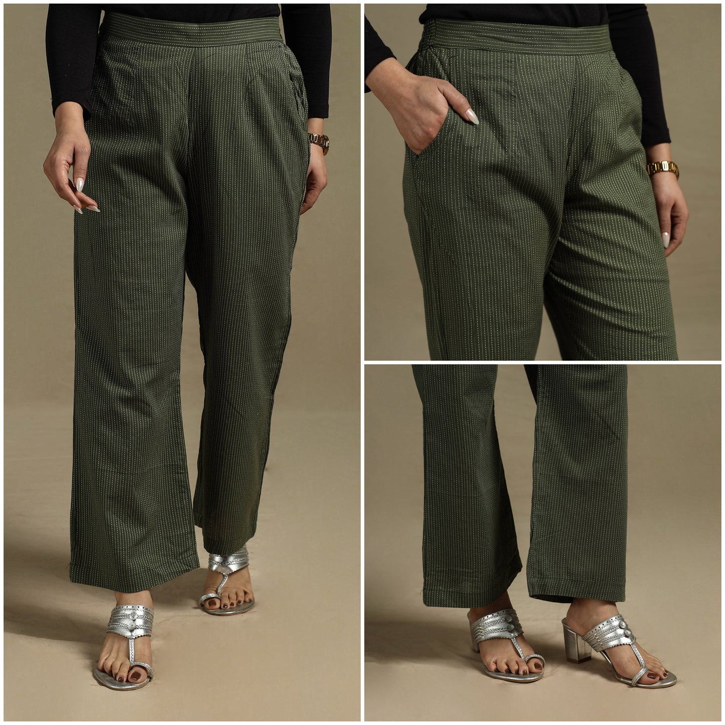 Running stitch cotton elasticated plain palazzo 11 - s