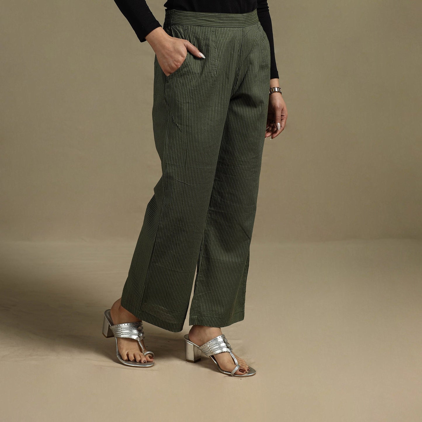 Running stitch cotton elasticated plain palazzo 11 - s